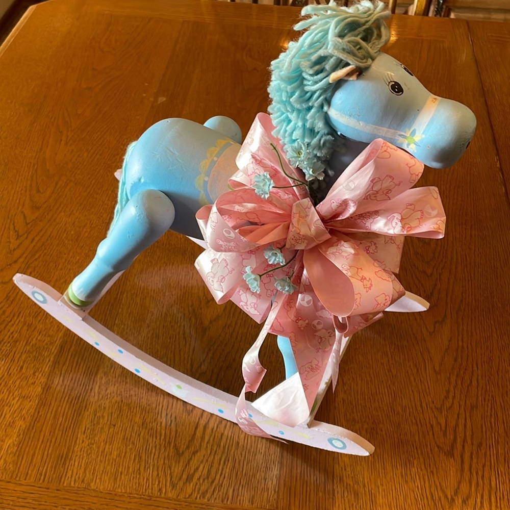 15” Wooden rocking horse—Baby shower